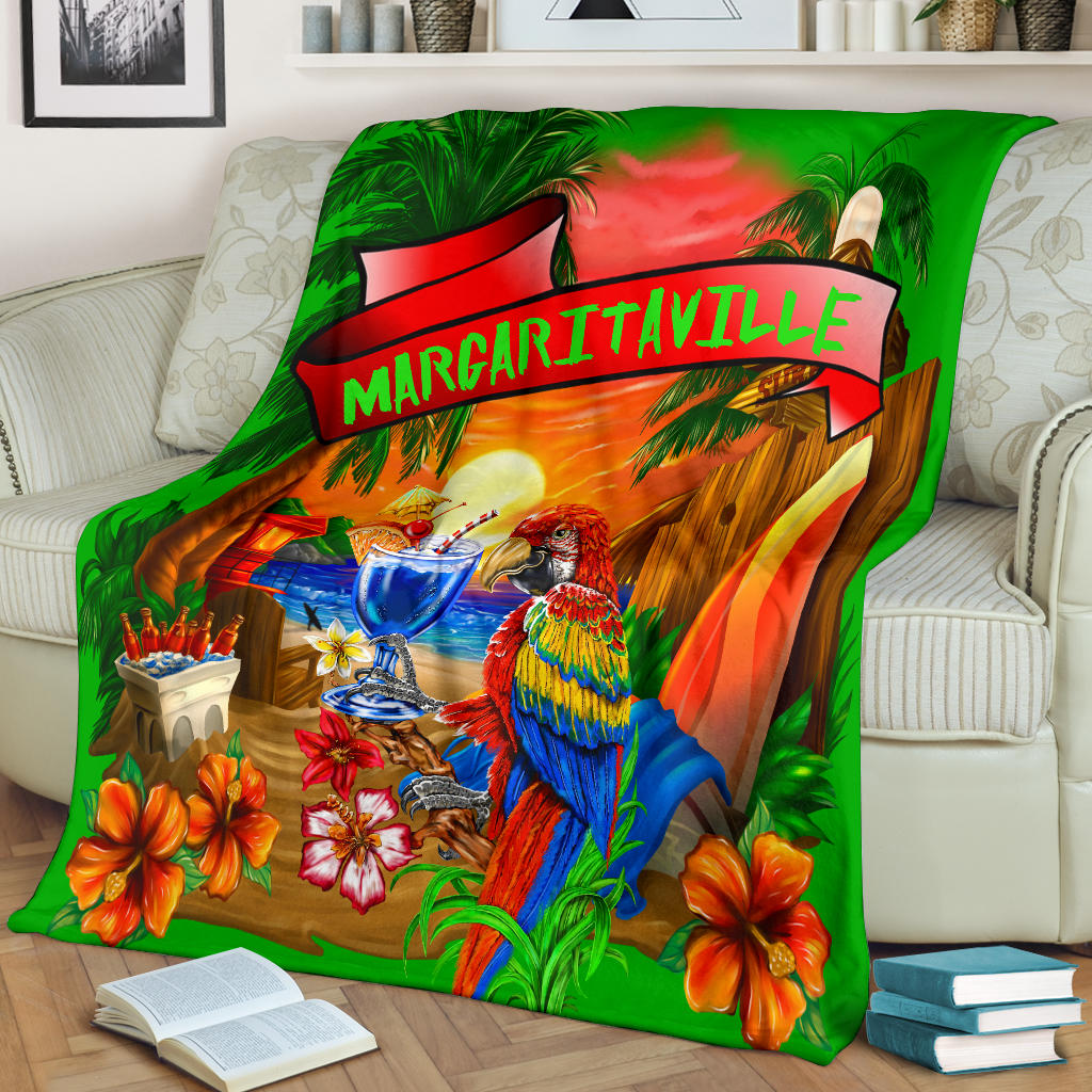 Margaritaville Lime Green Parrot Beach Premium Blanket