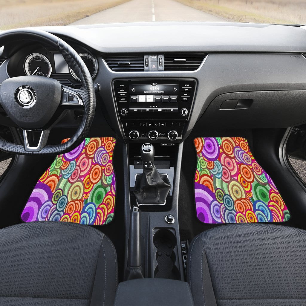 Retro Circles Car Floor Mats (Set of 2 Front)
