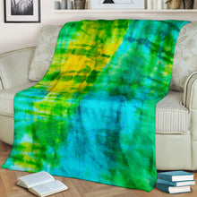 Ultra Plush Green Blue Tie Dye Fleece Premium Blanket