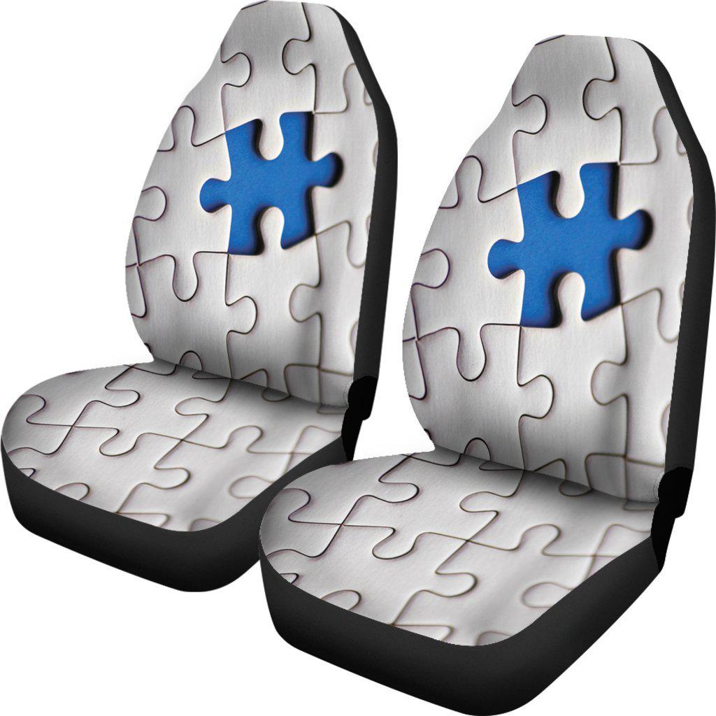Autism Puzzle Design White Seat Covers