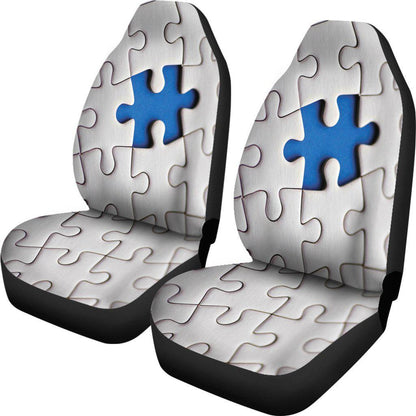 Autism Puzzle Design White Seat Covers