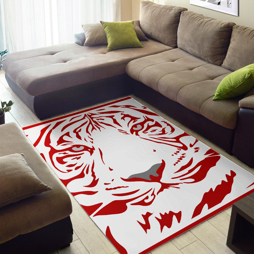 Red-Tiger-001 White Area Rug