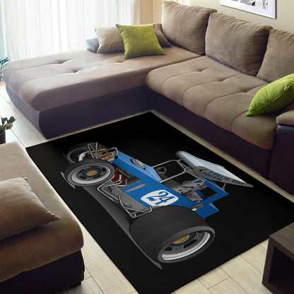 Blue Race Car Super Modified Car Art Area Rug