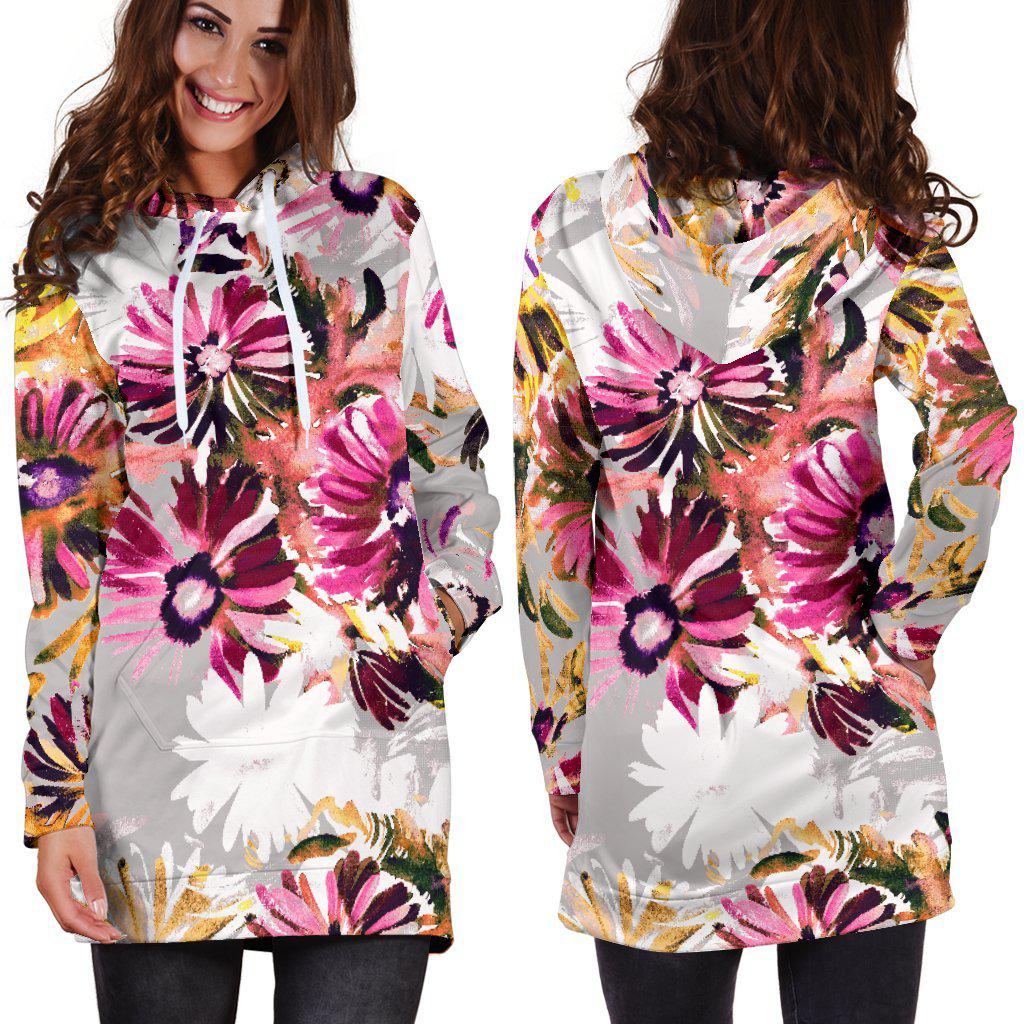 Pink Floral Hoodie Dress Tasteful Design