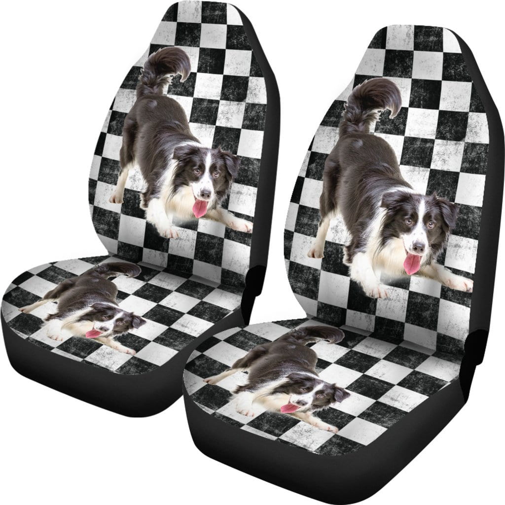 Border Collie Checkers Car Seat Covers
