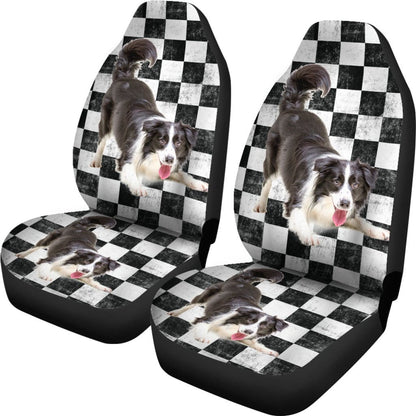 Border Collie Checkers Car Seat Covers