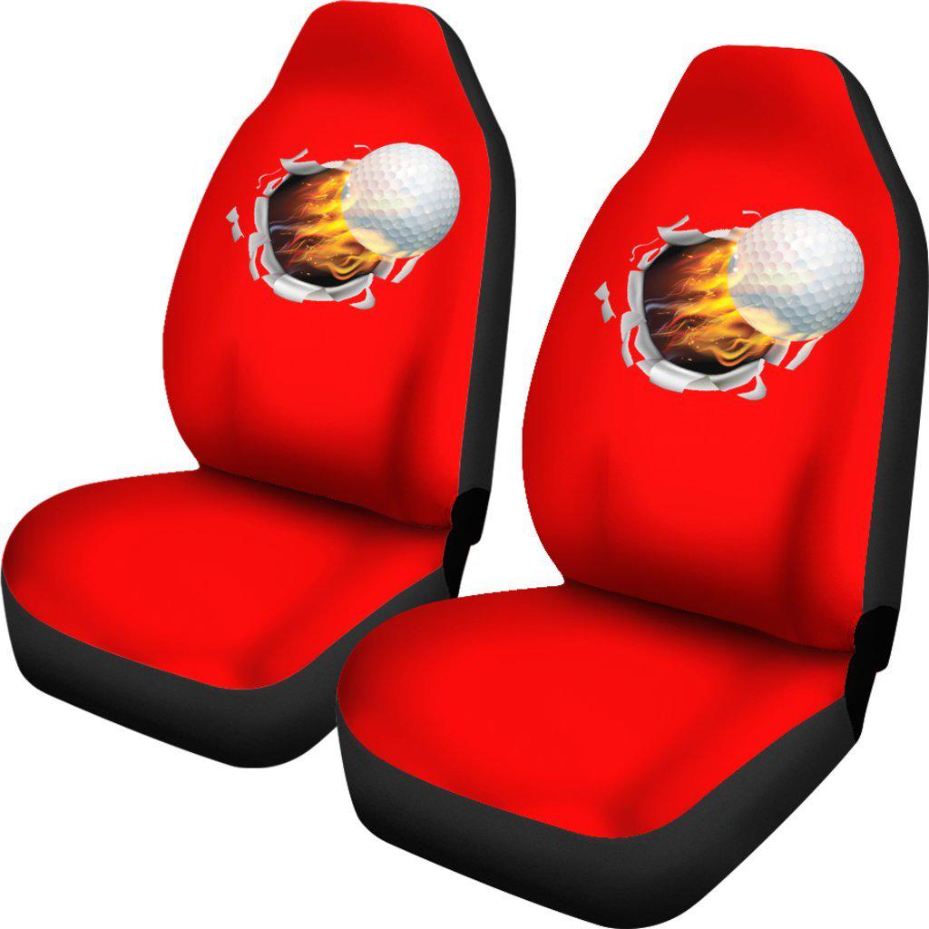 Flaming Golf Ball Red Seat Covers