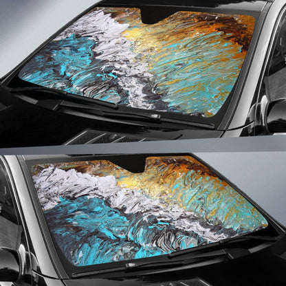 Auto Sun Shade - Abstract Sand and Surf Design