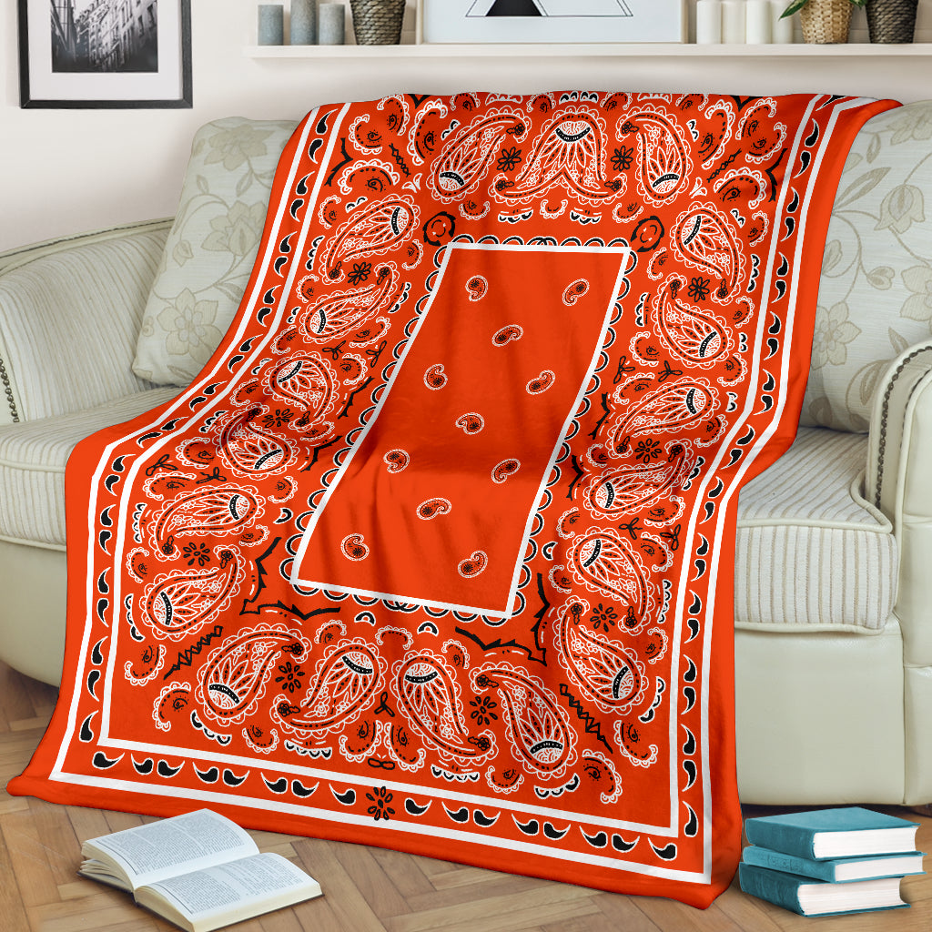 Ultra Plush Tangerine Bandana Fleece Premium Blanket