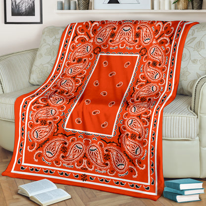 Ultra Plush Tangerine Bandana Fleece Premium Blanket