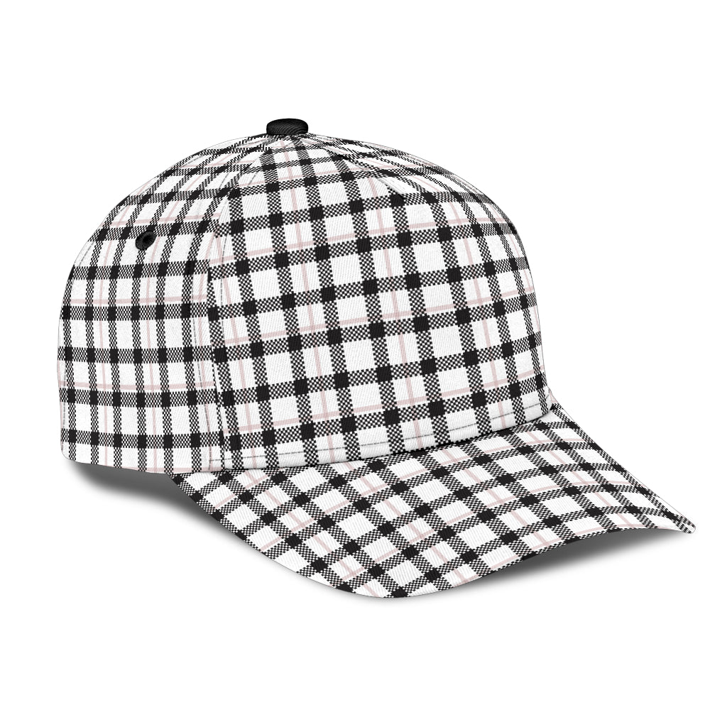 Black and White Buffalo Plaid Printed Classic Cap