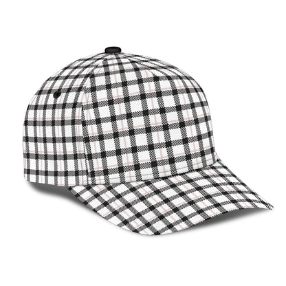 Black and White Buffalo Plaid Printed Classic Cap
