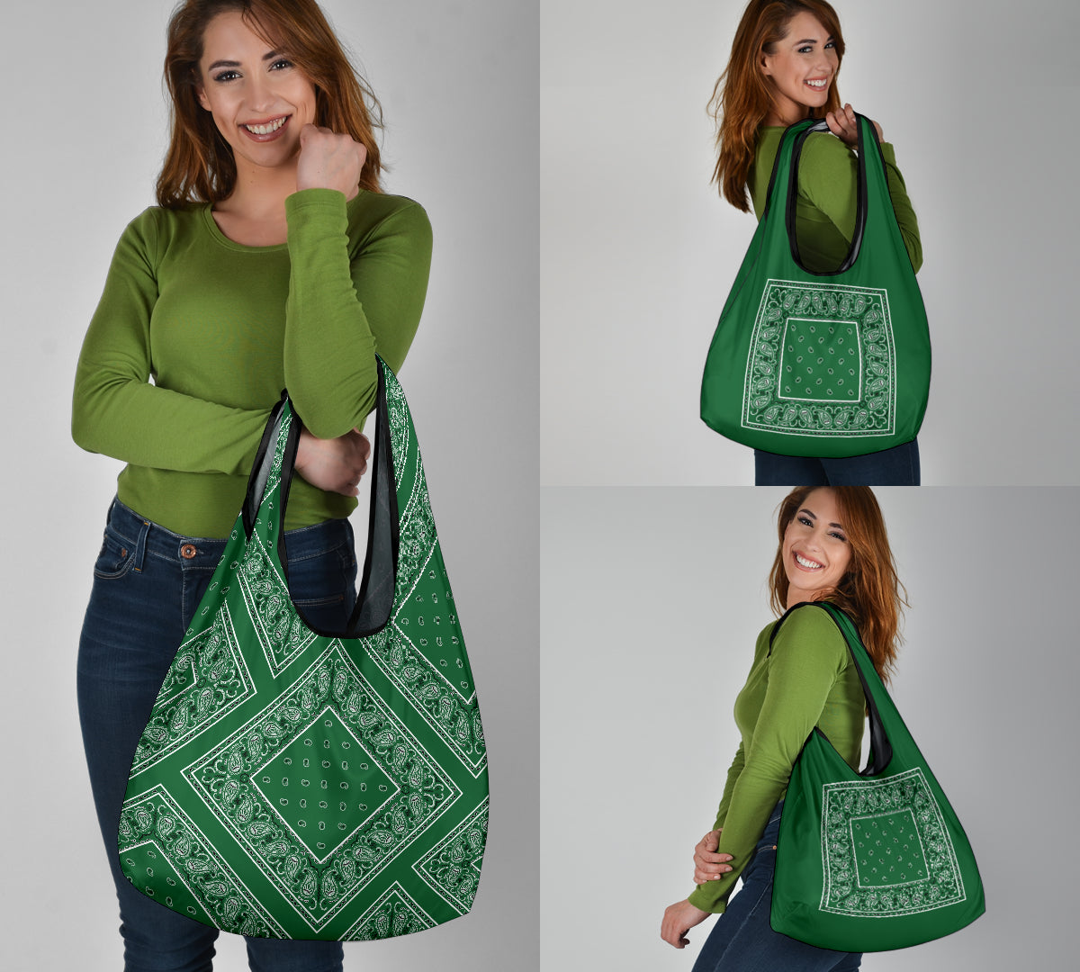 Classic Green Bandana Grocery Bag 3-Pack
