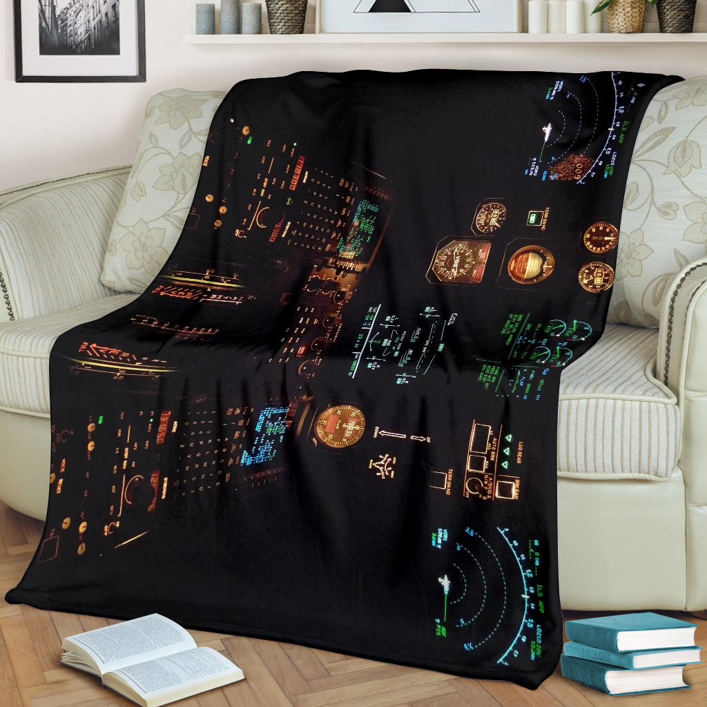 Airplane Cockpit Instrument Panel Premium Blanket