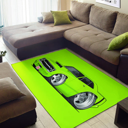 1969 Dart Car Art Area Rug Green