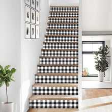 Black and White Buffalo Plaid Print Stair Stickers (Set of 13)