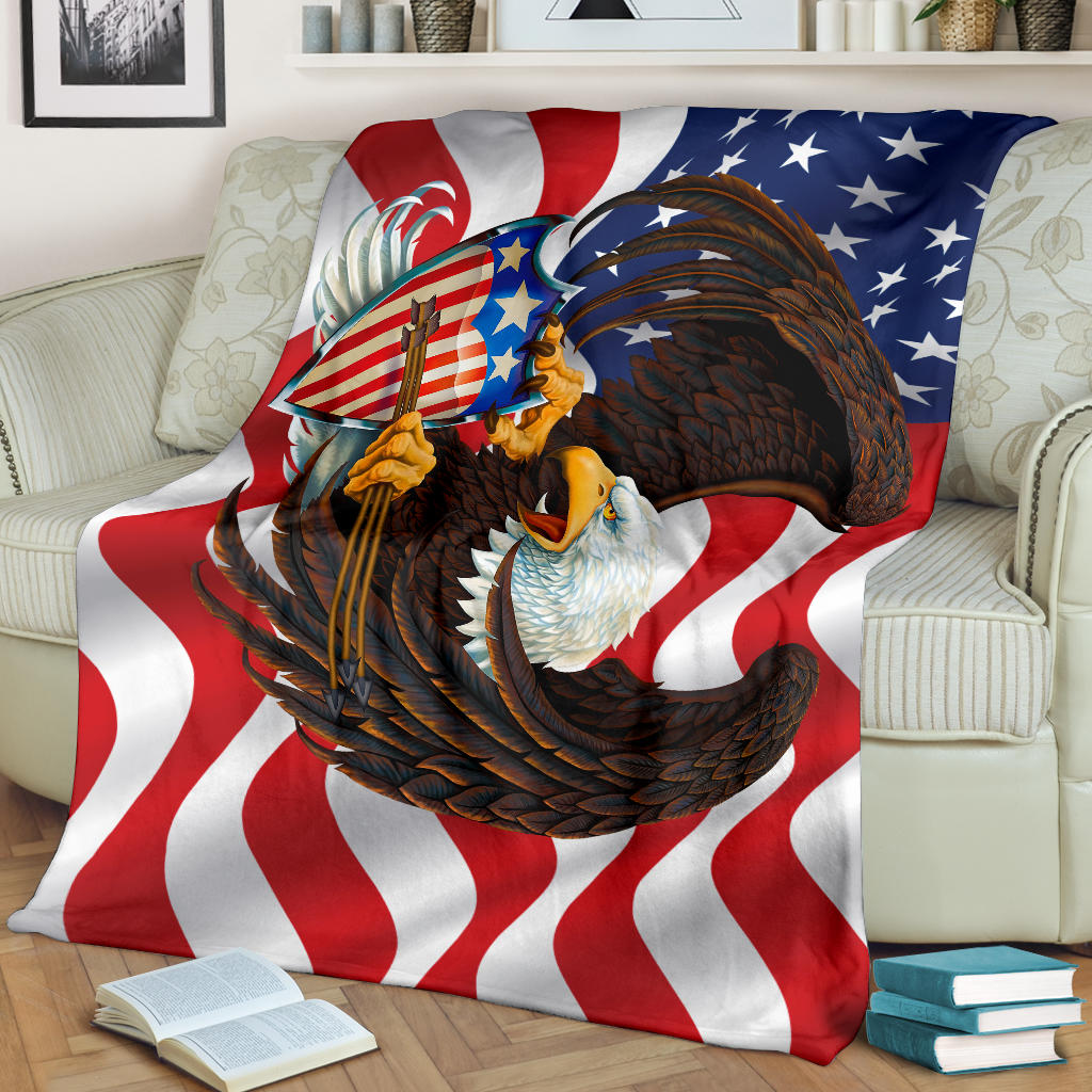 American Bald Eagle Shield Flag Premium Blanket