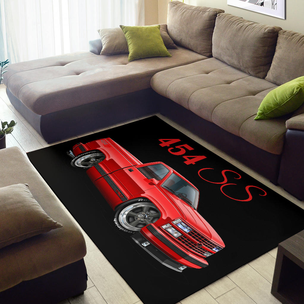 1990 454SS Pickup Truck Car Art Area Rug