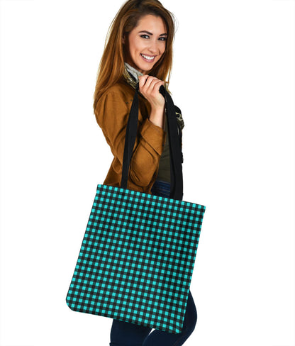 Black and White Buffalo Plaid Printed Tote Bag