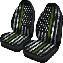 Military Green Thin Line American Flag Seat Covers
