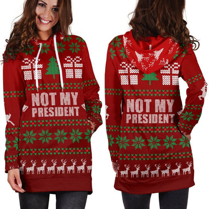 Ugly Christmas Hoodie Dress- Not My President