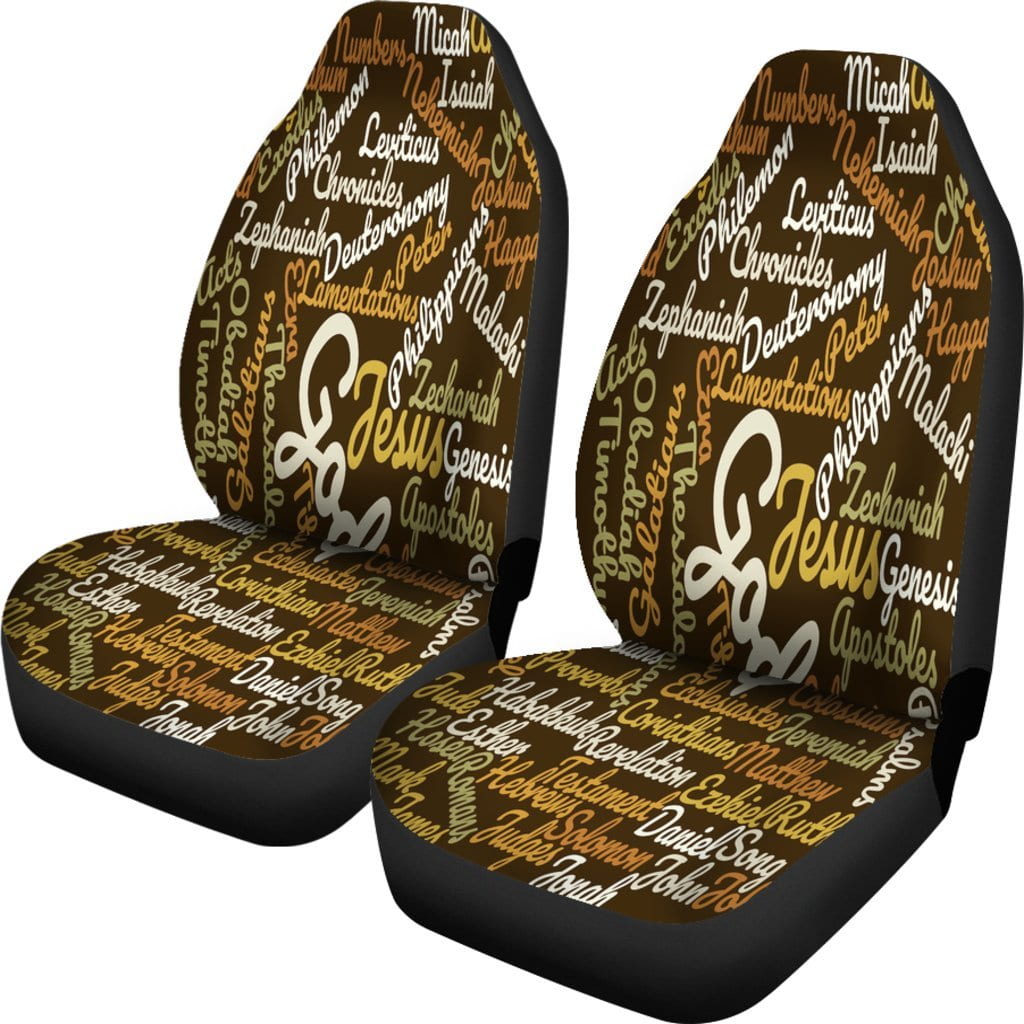 Custom-Made Holy Bible Books Brown Car Seat Covers