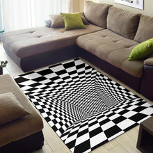 Tunnel Optical Illusion Checkered Flag Area Rug