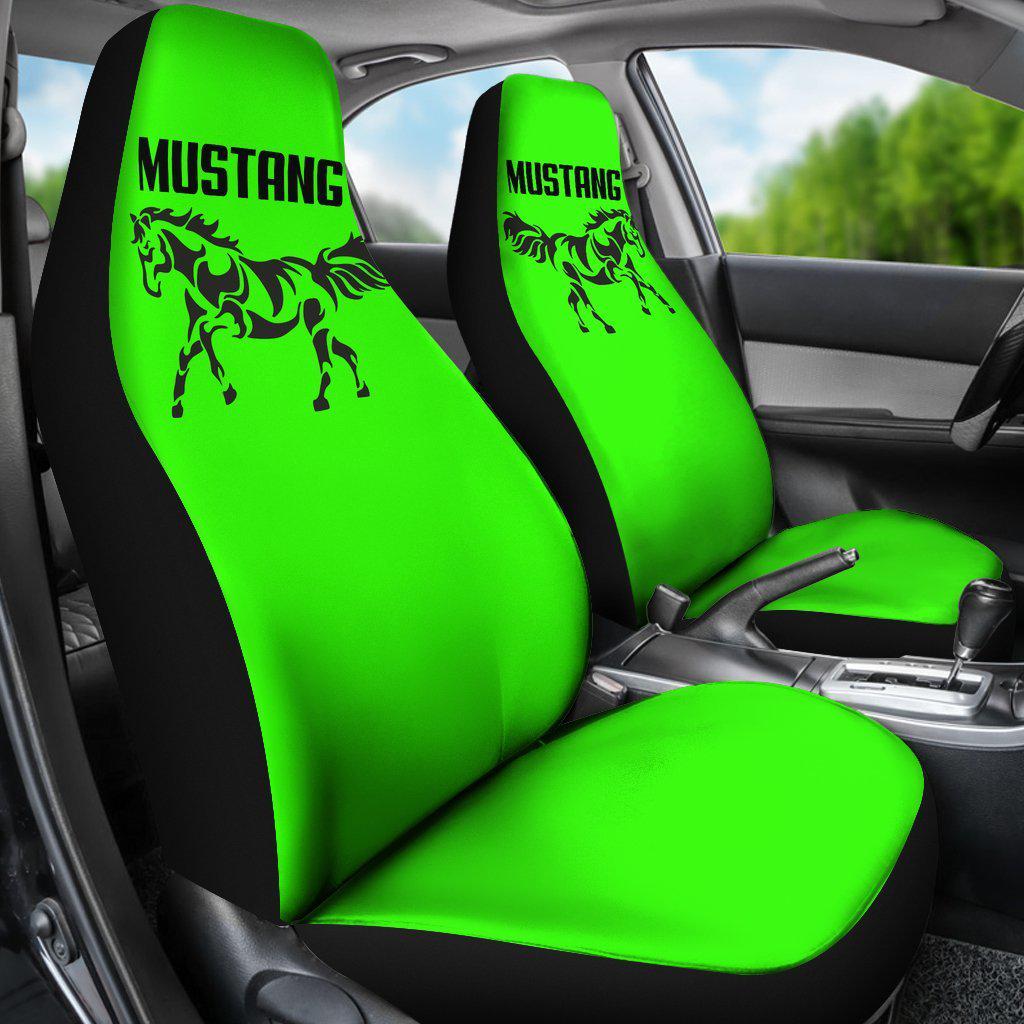 Mustang Horse Lime Green Seat Covers