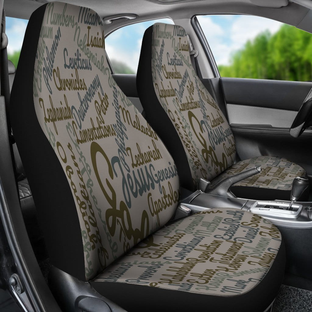 Custom-Made Holy Bible Books Grey Car Seat Covers