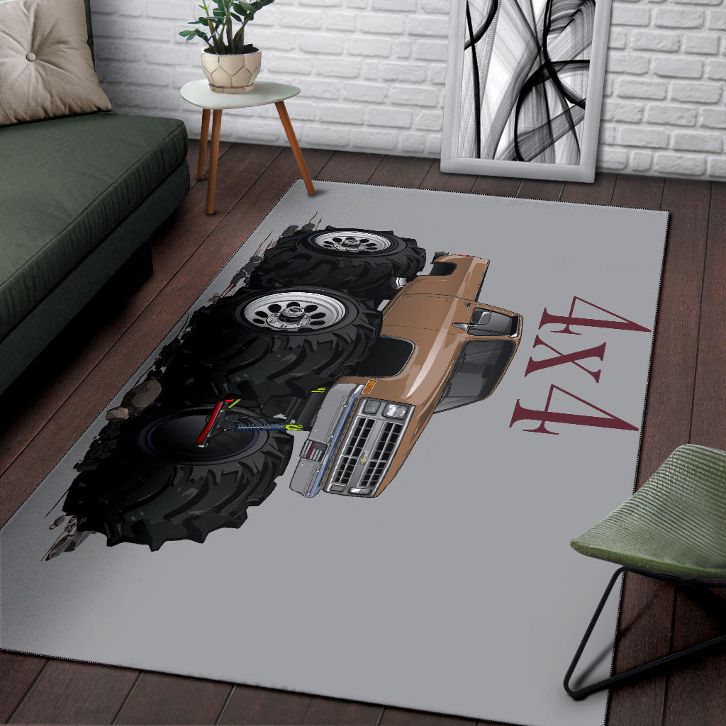 1986 4x4 Pickup Truck Car Art Area Rug