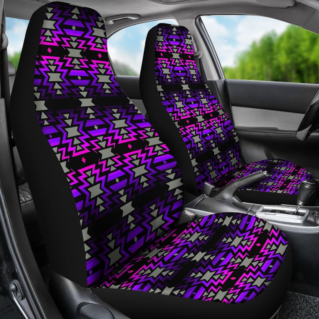 Black Fire Pink and Purple  Set of 2 Car Seat Covers