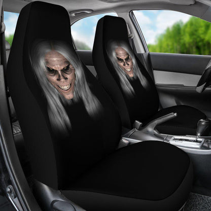 Scary Horror Gray Hair Design Black Seat Covers