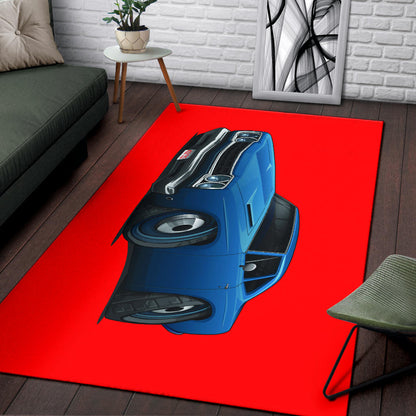 1968 Plymouth Roadrunner Blue Car Art Area Rug