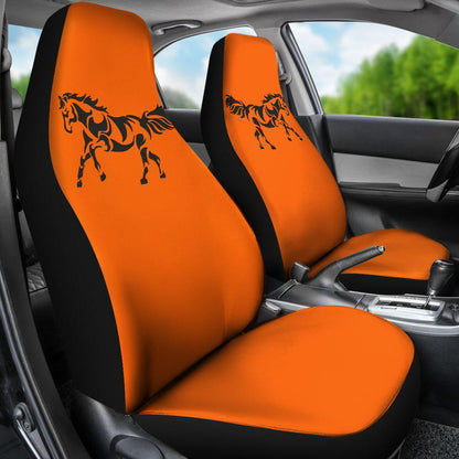 Black Horse Mustang Orange Silhouette Seat Covers