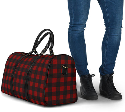 Black and White Buffalo Plaid Travel Bag