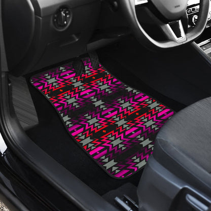Black Fire Pink and Red Front And Back Car Floor Mats (Set Of 4)