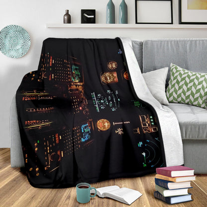 Airplane Cockpit Instrument Panel Premium Blanket