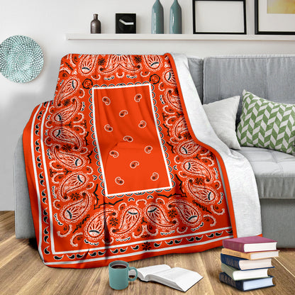 Ultra Plush Tangerine Bandana Fleece Premium Blanket