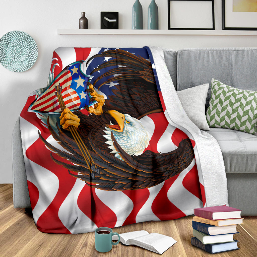 American Bald Eagle Shield Flag Premium Blanket