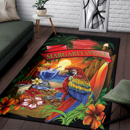 Margaritaville Rug Black Parrot Beach Area Rug