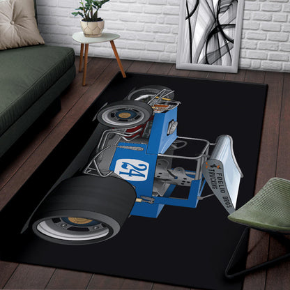 Blue Race Car Super Modified Car Art Area Rug