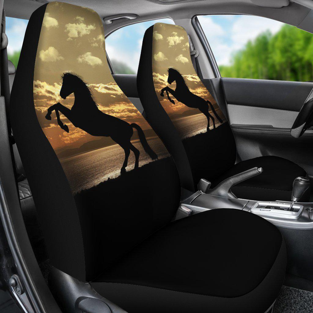 Stallion Horse Silhouette Ocean Sunset Seat Covers