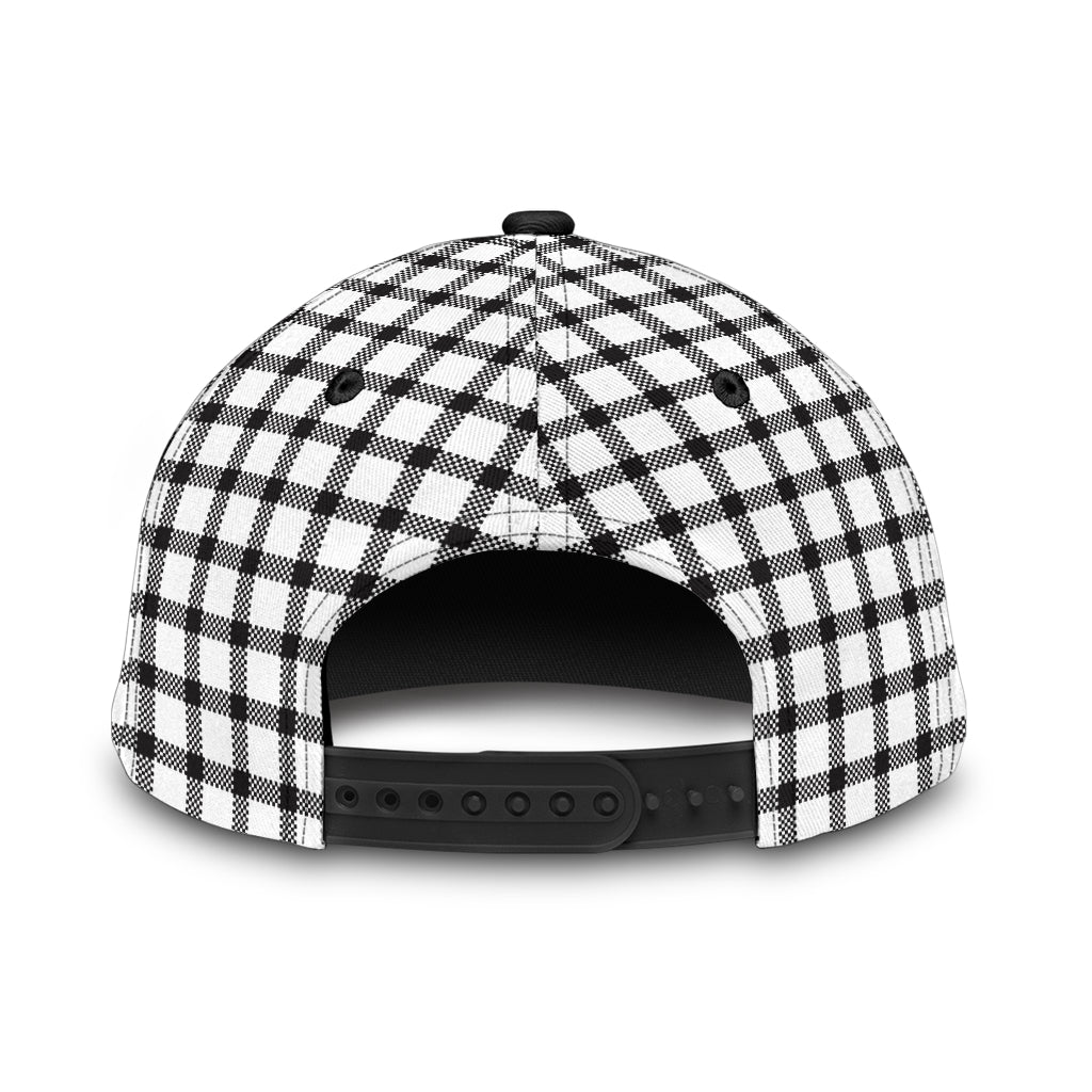 Black and White Buffalo Plaid Printed Classic Cap
