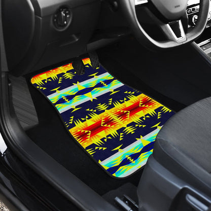 Between the Mountains Navy Yellow Set of 4 Car Floor Mats