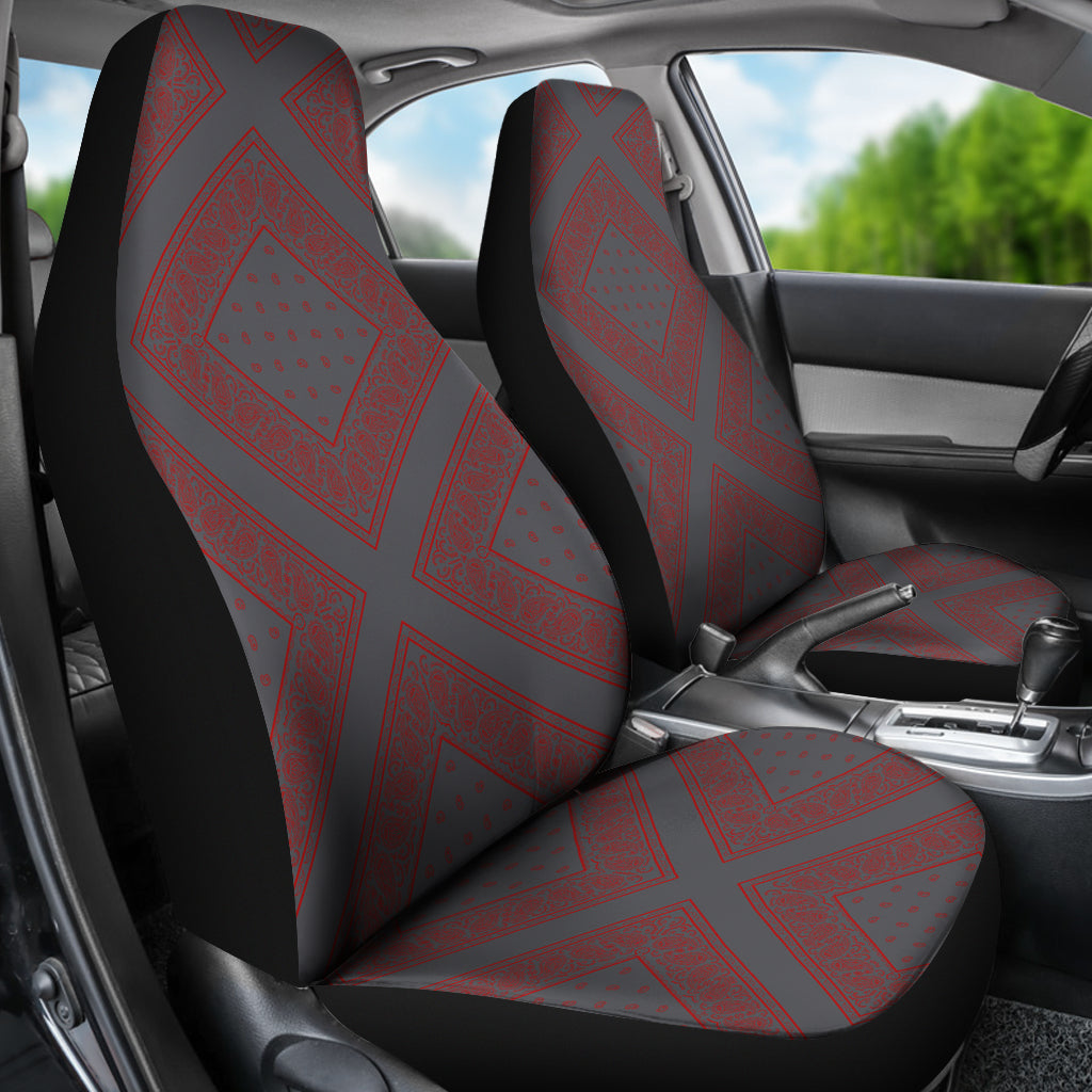 Gray and Red Gray and Red Bandana Car Cover Seats Diamond