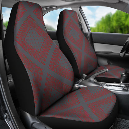 Gray and Red Gray and Red Bandana Car Cover Seats Diamond