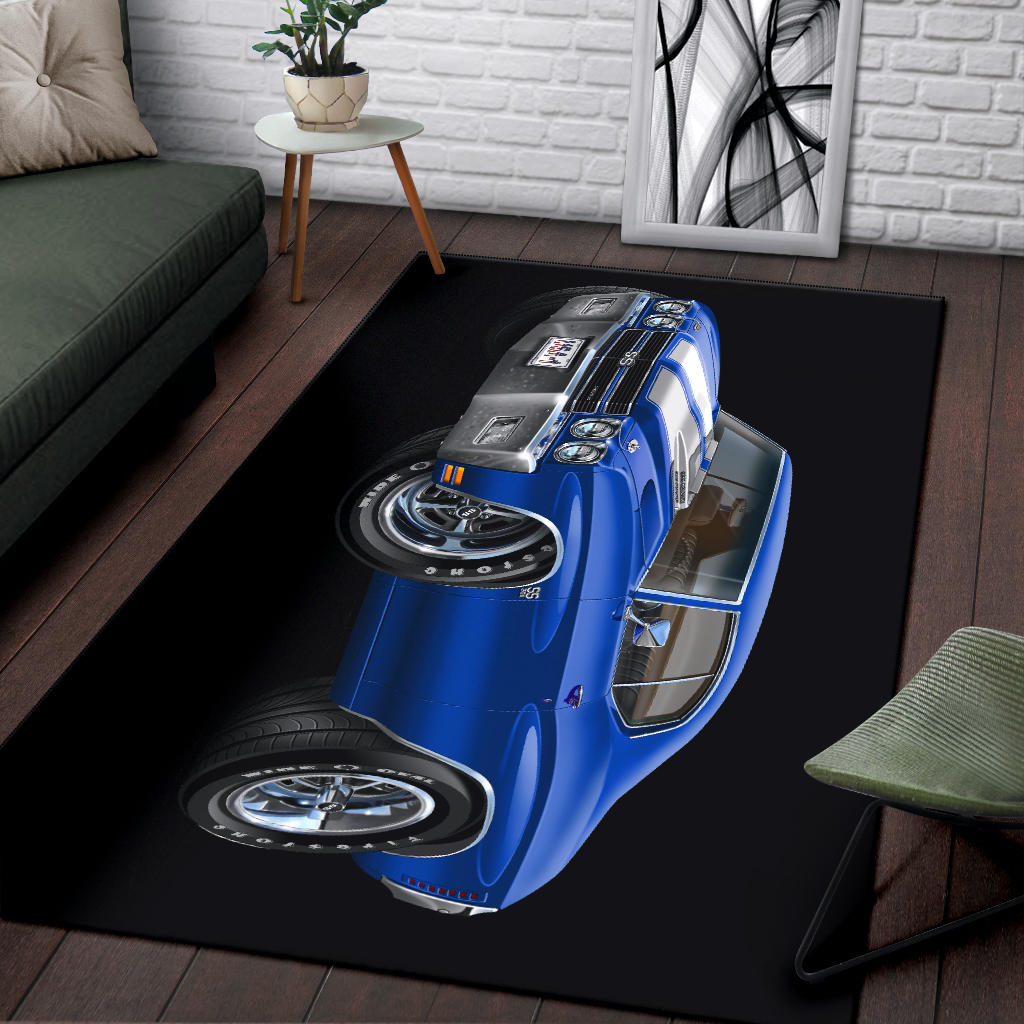1970 Chevelle Blue USA Plate Area Rug