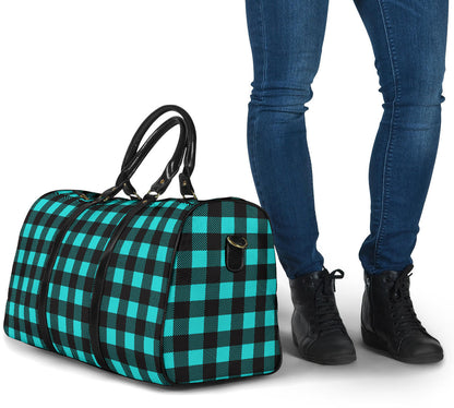 Black and White Buffalo Plaid Travel Bag