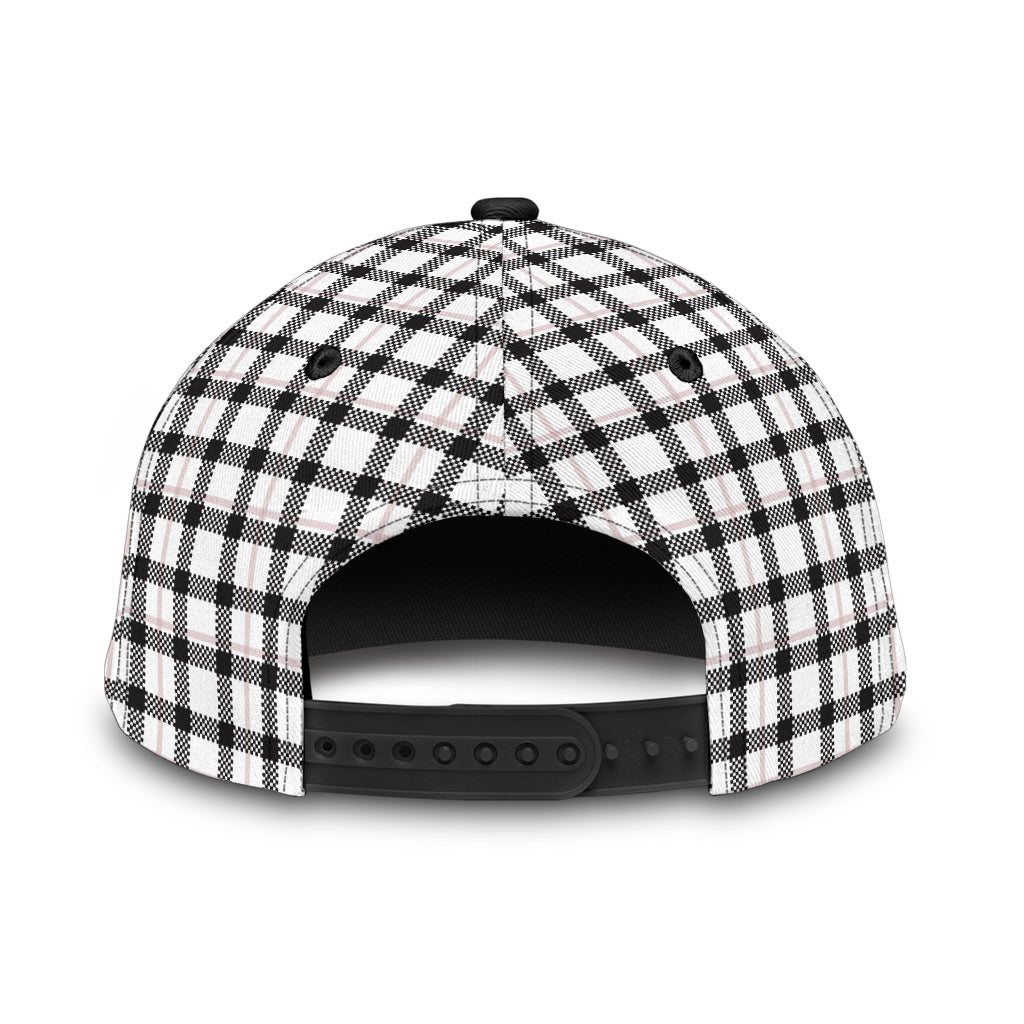 Black and White Buffalo Plaid Printed Classic Cap