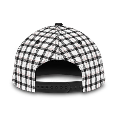 Black and White Buffalo Plaid Printed Classic Cap